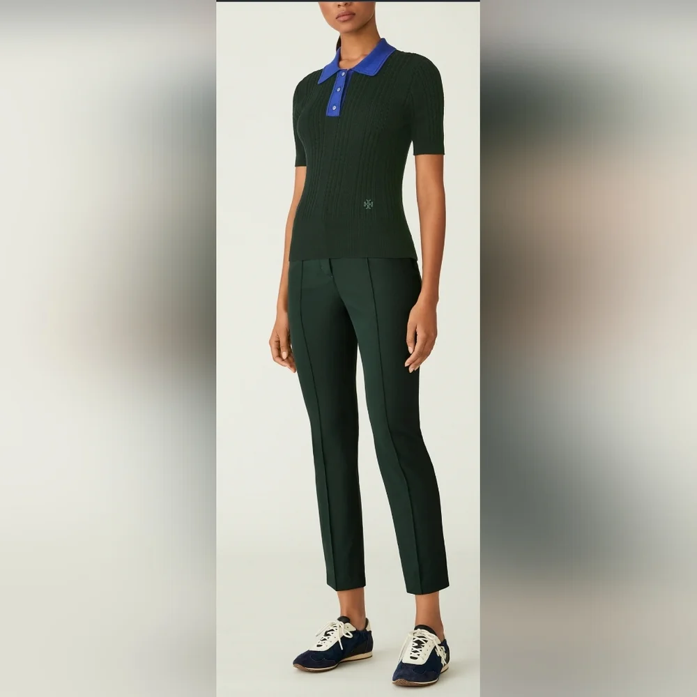 Tory Burch Tech Twill Mid-rise Ankle Length Golf Pants Size 0 in Conifer